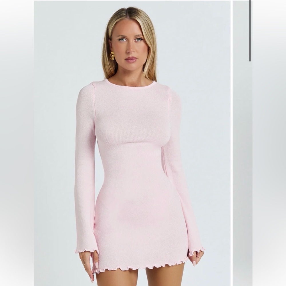 Ondine mini dress - knit long sleeve bodycon dress in pink